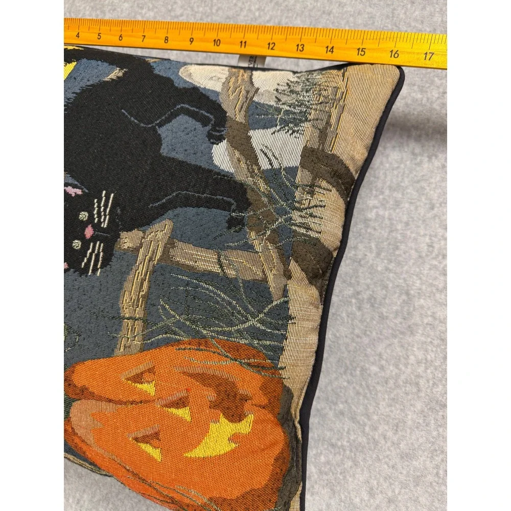 Riverdale Pumpkin & Black Cat Halloween Tapestry Pillow